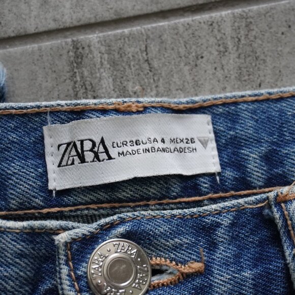 ZARA Blue Distressed Jeans – Size 4 - Picture 5 of 5